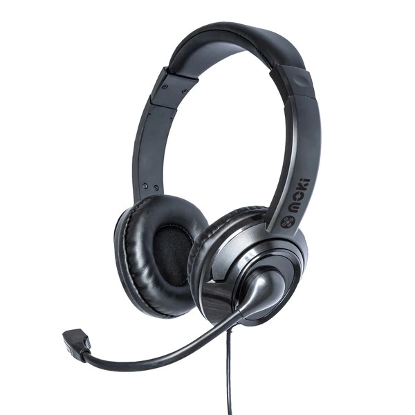 HEADPHONE MOKI USB WITH BOOM MICROPHONE BLACK Fry Library